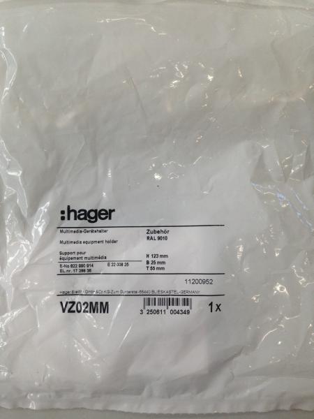 Hager VZ02MM Multimedia-Halter, universal, weiß, 2-fach, Kunststoff, für Montageplatten    ***RESTPOSTEN***